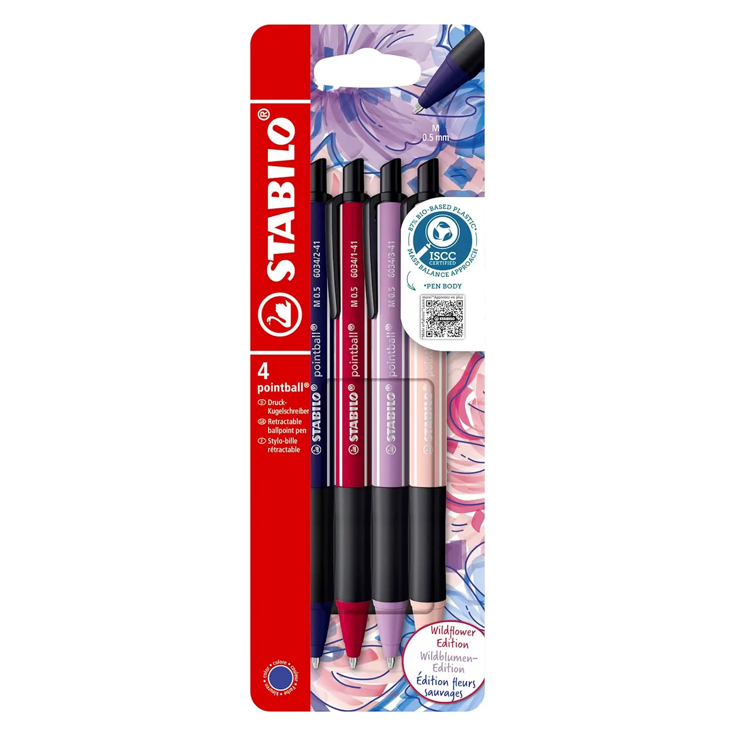 Penne a Scatto Stabilo Pointball Nature Colors Blister 4 Penne Inchiostro Blu - penne pennarelli ufficio