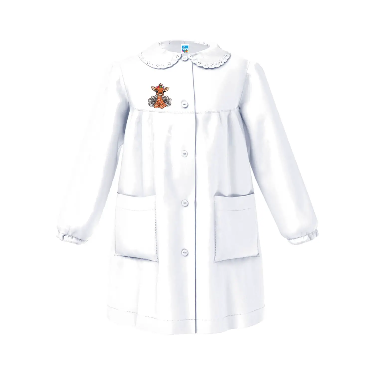 Grembiule Bambina Asilo Giraffa Bianco 5 Anni - grembiuli scolastici