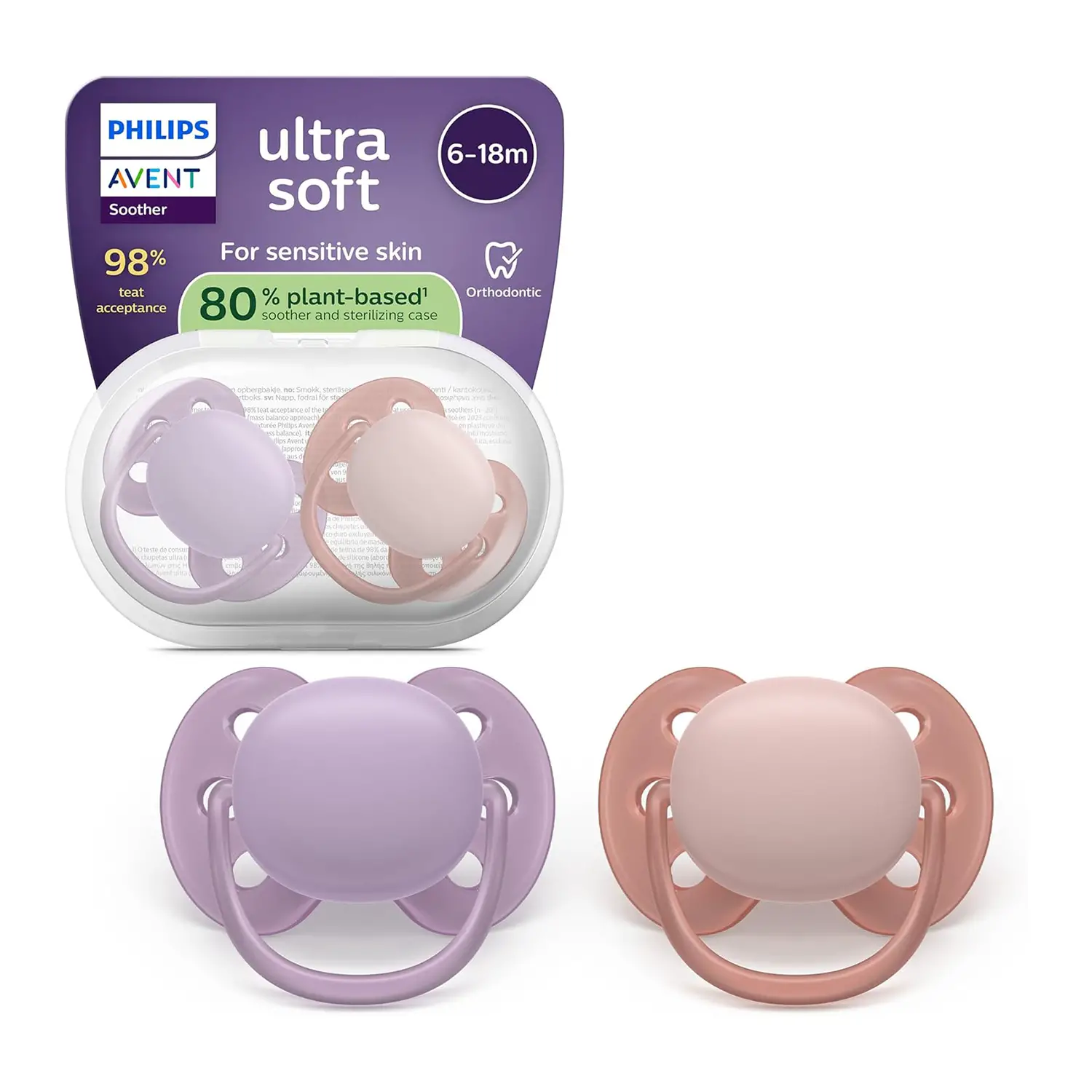 Ciuccio Philips Avent Ultra Soft 6-18M Viola/Rosso Pastello - ciucci