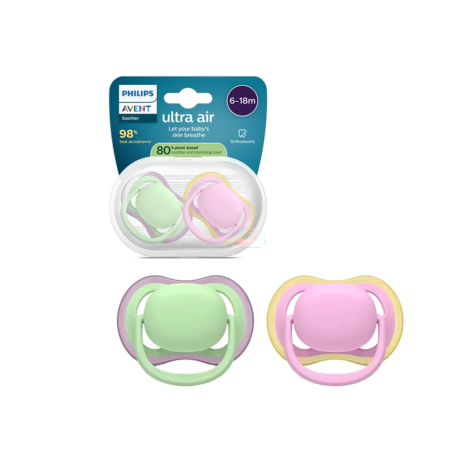 Ciuccio Philips Avent Ultra Air 6-18M Verde E Rosa - ciucci