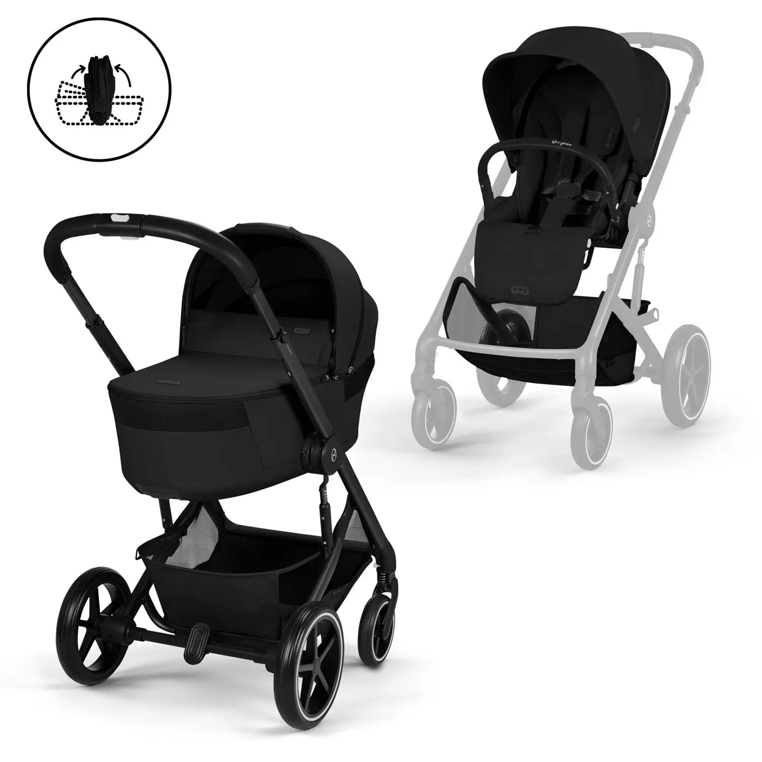 Cybex Duo Balios S Lux Con Navicella Richiudibile Moon Black - trio e modulari