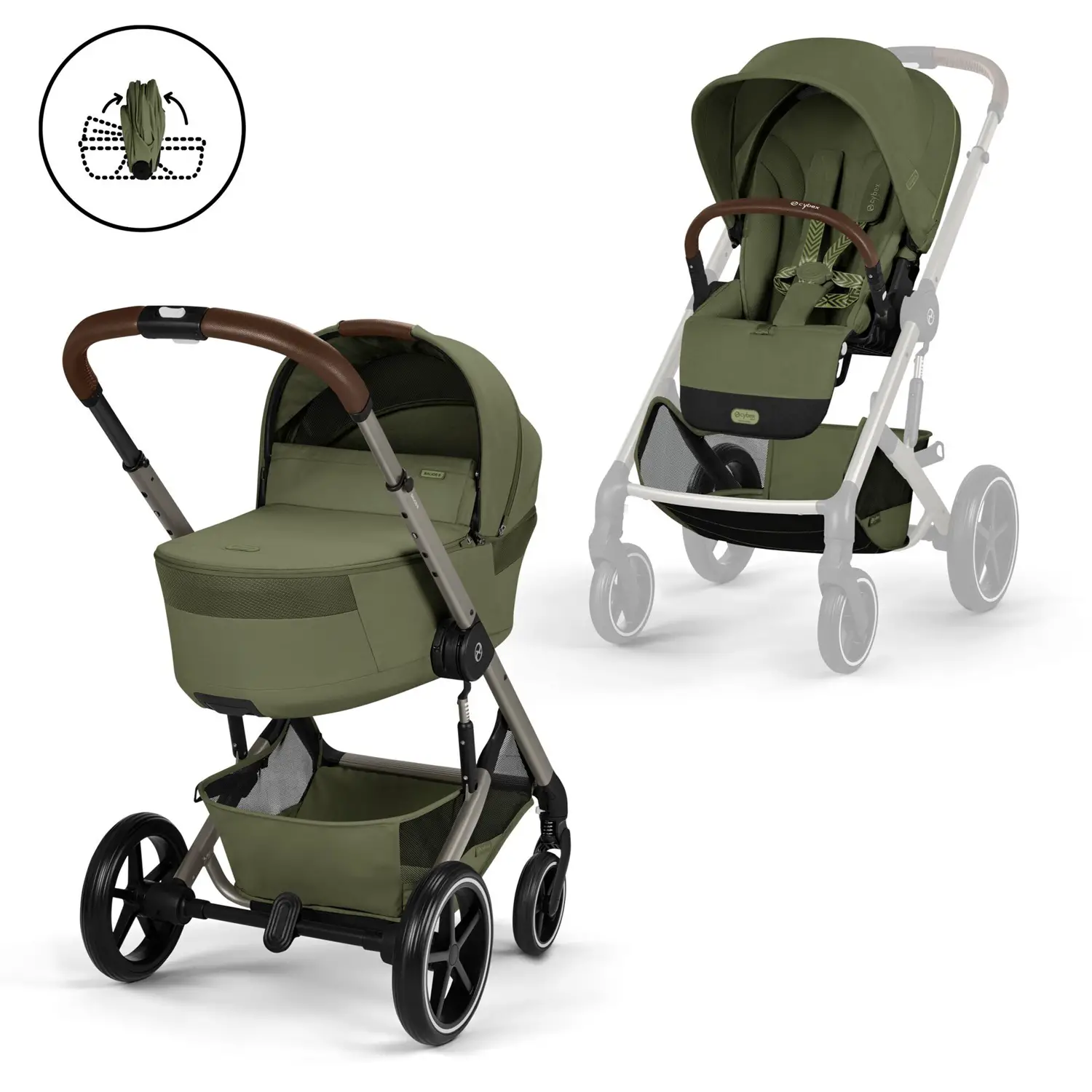 Cybex Duo Balios S Lux Con Navicella Richiudibile Moss Green - trio e modulari