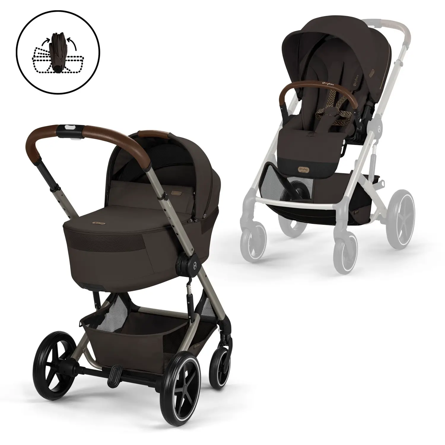 Cybex Duo Balios S Lux Con Navicella Richiudibile Chocolate Brown - trio e modulari