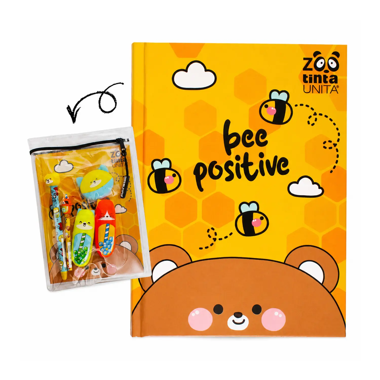 Tinta Unita Zoo Diario 12 Mesi Con Cover E Accessori Giallo - diari