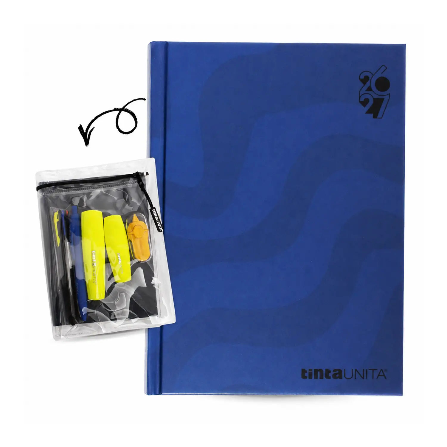 Tinta Unita Plain Diario 12 Mesi Con Cover E Accessori Blu - diari
