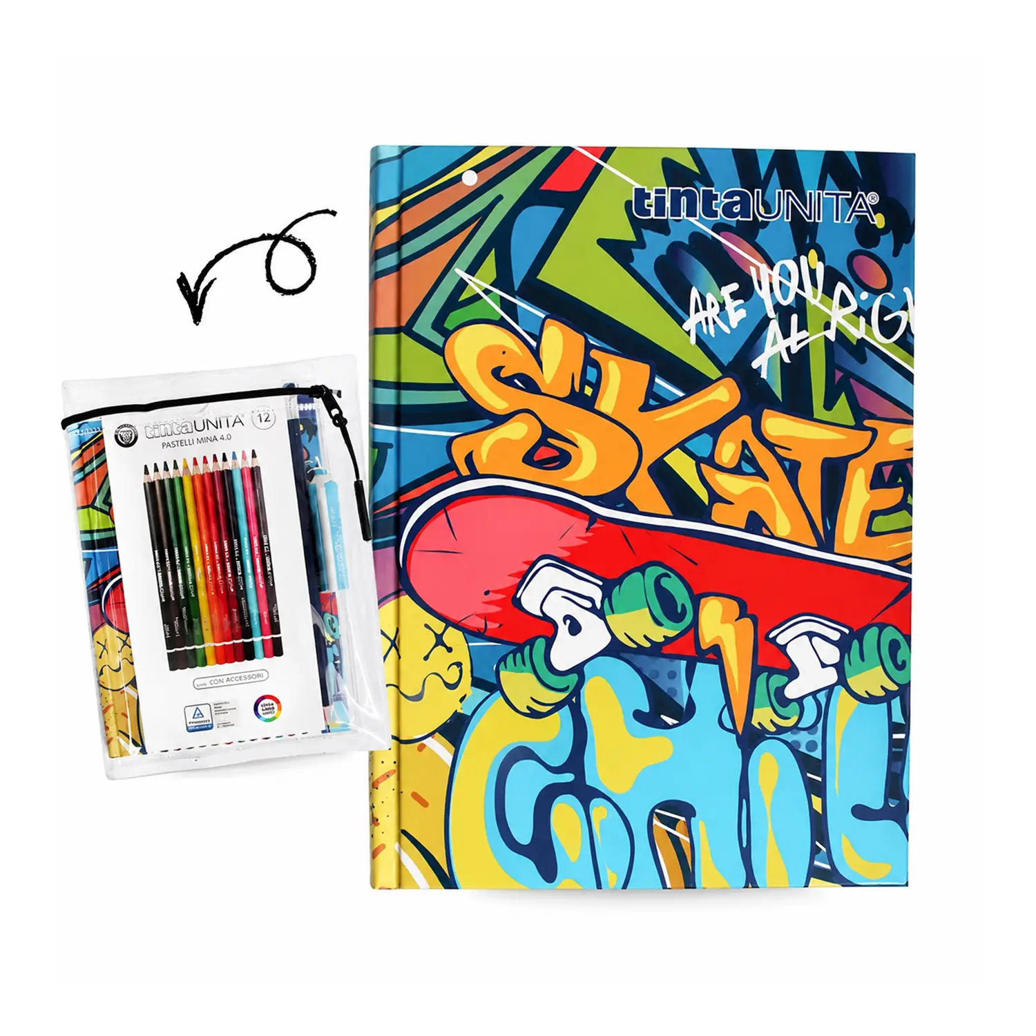 Tinta Unita Young Diario 10 Mesi Con Cover E Accessori Skate - diari