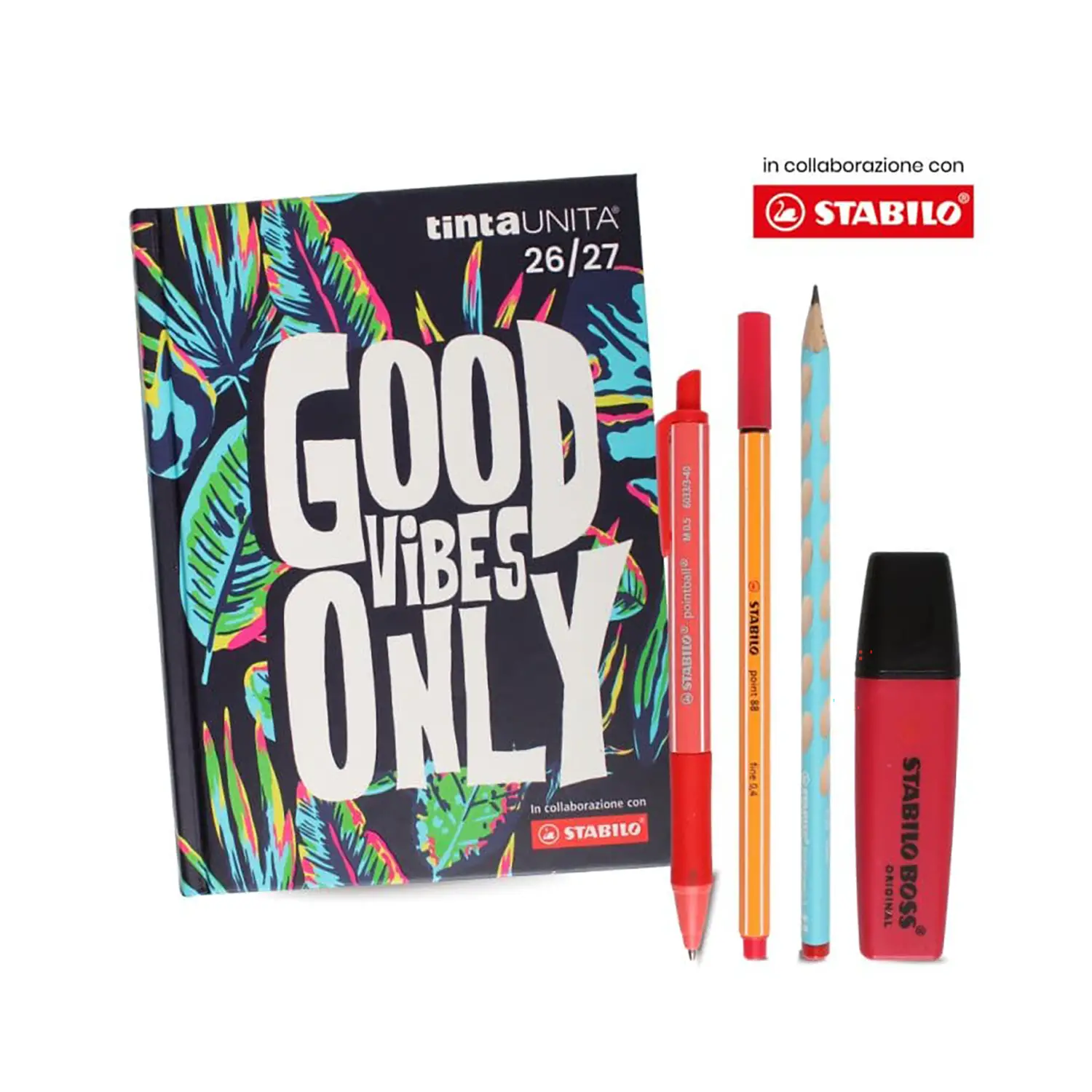 Tinta Unita Stabilo Diario 12 Mesi Con Bustina Accessori Good Vibes Only - diari