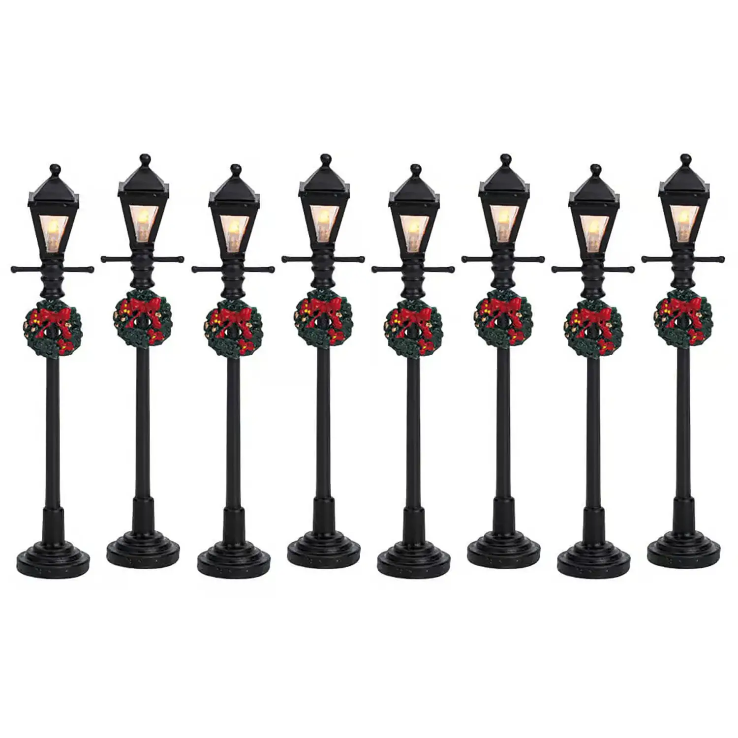 Lemax Gas Lantern Street Lamp 64500 – Set 8 Lampioni Luminosi a Batteria - scene e villaggi
