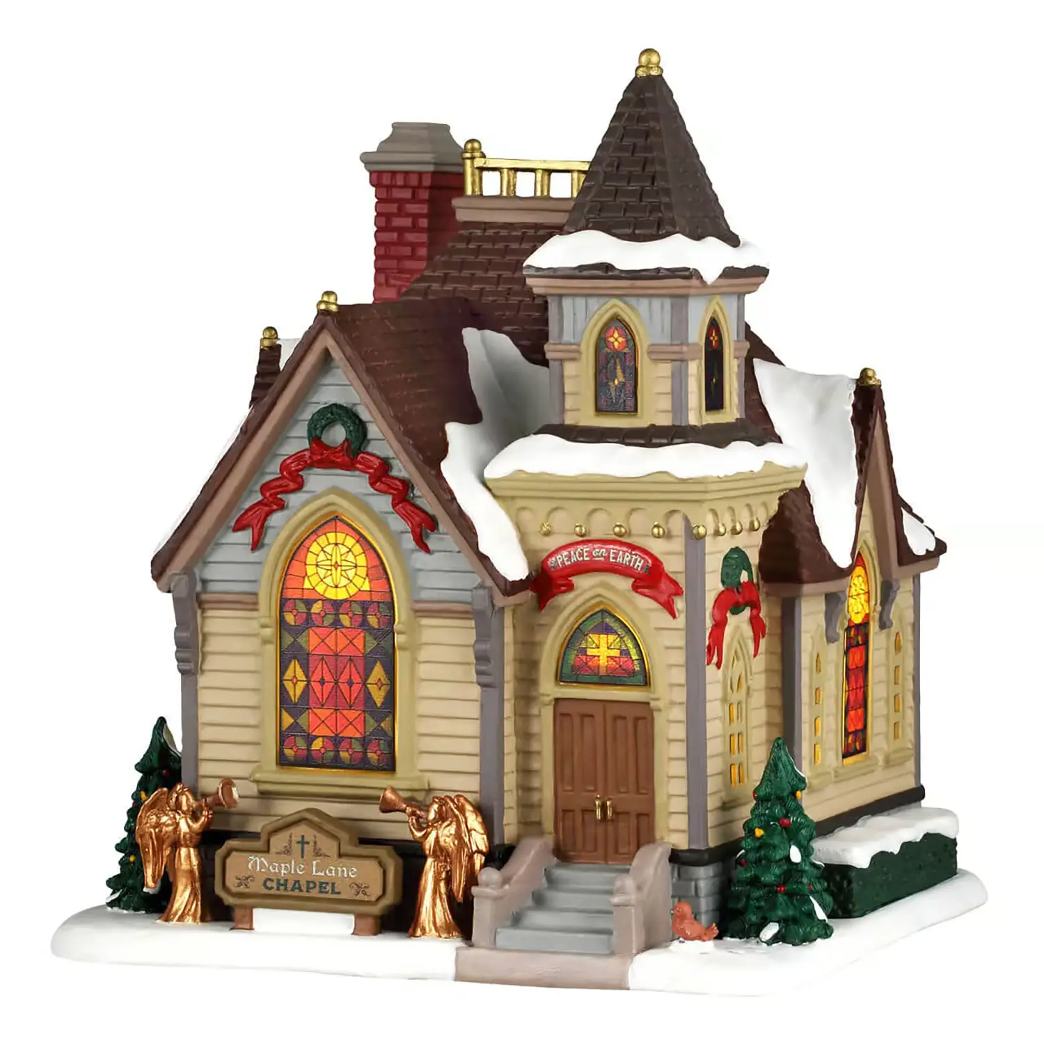Lemax Maple Lane Chapel 65542 – Chiesa Natalizia Luminosa in Porcellana - scene e villaggi