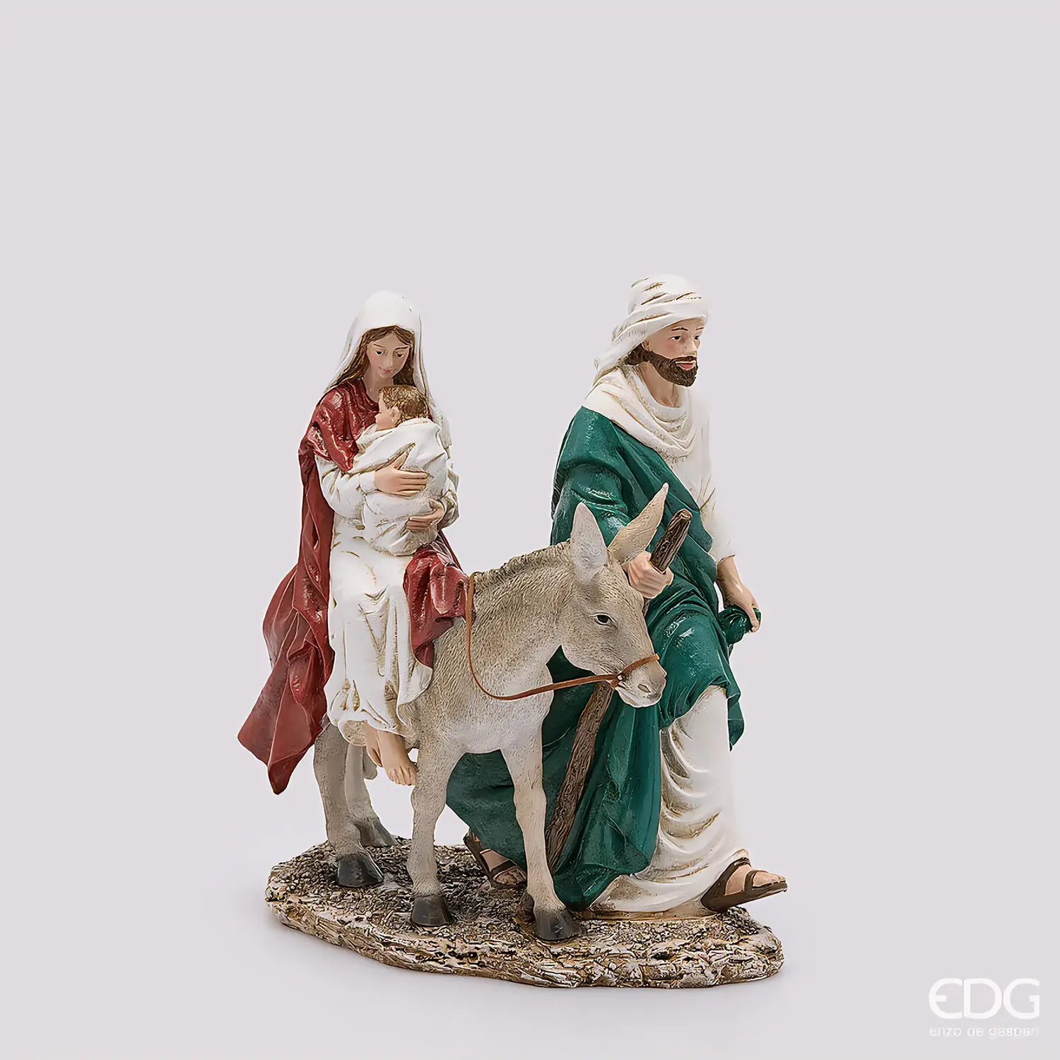 EDG Natività in Cammino con Asinello H32 cm Verde Rosso - presepi
