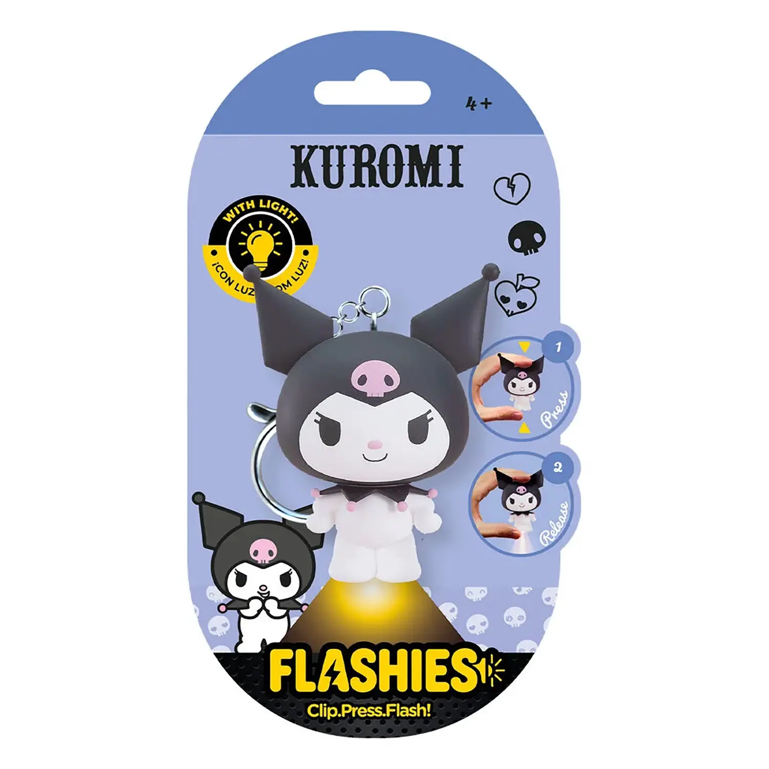 Kuromi Flashies Portachiavi 3D con Torcia LED -