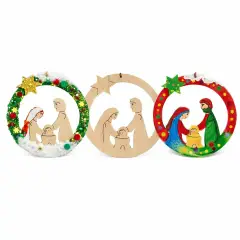 Sagoma Appendibile in Legno da Decorare – Sacra Famiglia - 15 cm