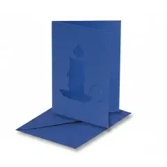 Cartoncini Augurali con Candela Fustellata Blu – Biglietti a Libro – Set 5 Pezzi