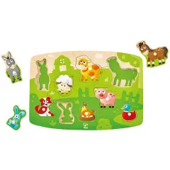 Puzzle in Legno Fattoria con Piolini Gioco Educativo Hape E1408