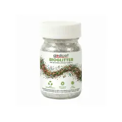 Brillantini Ecologici in Cellulosa Riciclata, Bio-Glitter Grana Fine 50 Gr. Argento