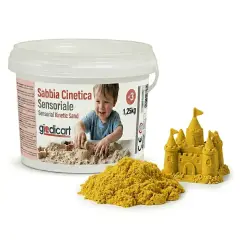 Sabbia Cinetica per Manipolazione e Attività Sensoriali, Secchiello 1,25kg Giallo