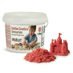 Sabbia Cinetica per Manipolazione e Attività Sensoriali, Secchiello 1,25kg Rosso