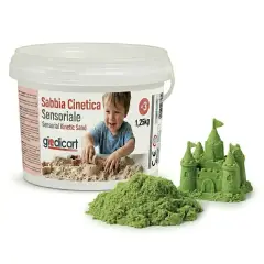 Sabbia Cinetica per Manipolazione e Attività Sensoriali, Secchiello 1,25kg Verde
