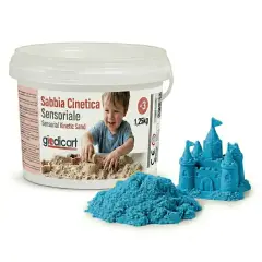 Sabbia Cinetica per Manipolazione e Attività Sensoriali, Secchiello 1,25kg Blu