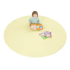 Tappeto Circolare Antiscivolo e Ignifugo, Diametro 200 Cm, Colore Sabbia