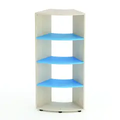 Mobile Scuola Kubò Betulla Curvo 60 Gradi H 150 cm. Ripiani Blu Orizzonte - Conforme CAM