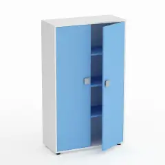 Mobile Scuola Kubò Bianco – 2 Ante H 150 cm e Ripiani Blu Orizzonte | Conforme CAM