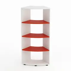 Mobile Scuola Kubò Bianco Curvo 60 Gradi H 150 cm. Ripiani Rosso - Conforme CAM