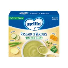 Mellin Passato di Verdure 13 x 8 g – Base Pratica per Pappe e Minestrine