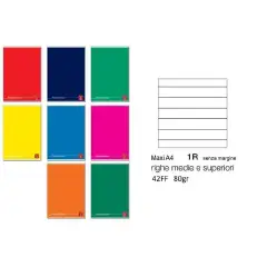 Quaderno Maxi Pigna Colours 80gr - 42 Pagine - Rigatura 1 Rigo