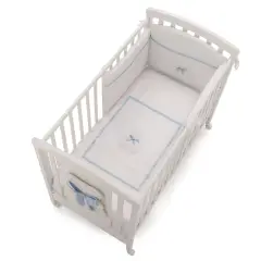 Dudu Piumone Bianco Ricamo Bianco Azzurro
