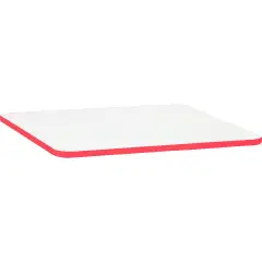 Top Tavolo Rettangolare 115x65 Bianco con Bordo Rosso