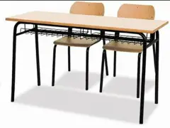 Banco Biposto Senza Poggiapiedi Con Sottopiano In Griglia Per Ambienti Scolastici  - Conforme CAM