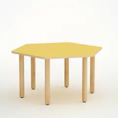 Tavolo Forma Esagonale H 46 Cm - Misura 1 - Giallo Per Nidi D'infanzia - Conforme CAM