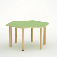 Tavolo Forma Esagonale H 55 Cm - Misura 3 - Verde Per Scuola Primaria - Conforme CAM