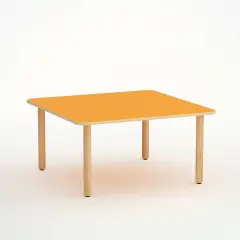 Tavolo Forma Quadrato H 55 Cm - Misura 3 - Arancio Per Scuola Primaria - Conforme CAM