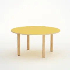 Tavolo Onda Circolare H 52 Cm - Misura 2 - Giallo Per La Scuola Dell'infanzia - Conforme CAM