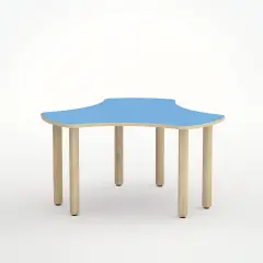 Tavolo Onda Esatondo H 55 Cm - Misura 3 - Blu Orizzonte Per La Scuola Primaria - Conforme CAM