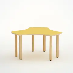 Tavolo Onda Esatondo H 55 Cm - Misura 3 - Giallo Per La Scuola Primaria - Conforme CAM
