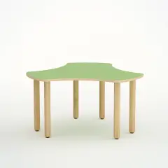 Tavolo Onda Esatondo H 55 Cm - Misura 3 - Verde Per La Scuola Primaria - Conforme CAM