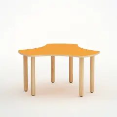 Tavolo Onda Esatondo H 52 Cm - Misura 2 - Arancio - Verde  Per La Scuola Infanzia - Conforme CAM