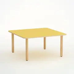 Tavolo Forma Quadrato H 46 Cm - Misura 1 - Giallo Per Scuole Nido D'infanzia - Conforme CAM