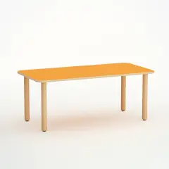 Tavolo Forma Rettangolare H 52 Cm - Misura 2 - Arancio Per Scuola Dell'infanzia - Conforme CAM