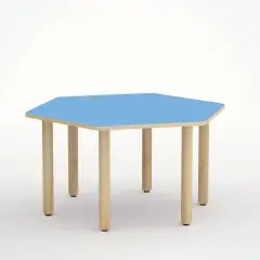 Tavolo Forma Esagonale H 52 Cm - Misura 2 - Blu Orizzonte Per Scuole D'infanzia - Conforme CAM