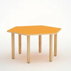 Tavolo Forma Esagonale H 52 Cm - Misura 2 - Arancio Per Scuola Dell'infanzia - Conforme CAM