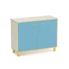 Mobile Scuola Infanzia Onda a 2 Ante Altezza 80 cm. Blu Orizzonte - Conforme CAM