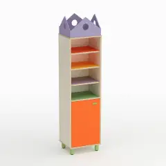 Mobile Scuola Infanzia Onda Colonna Anta Bassa Sinistra Arancio - Conforme CAM