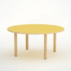 Tavolo Onda Circolare H 52 Cm - Misura 2 - Giallo Per La Scuola Infanzia - Conforme CAM