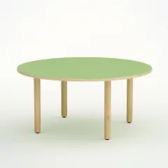 Tavolo Onda Circolare H 52 Cm - Misura 2 - Verde Per La Scuola Infanzia - Conforme CAM