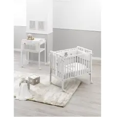CHARLY MINI LETTINO BIANCO ERBESI CON RIVESTIMENTO E APPLICAZIONE GRIGIO