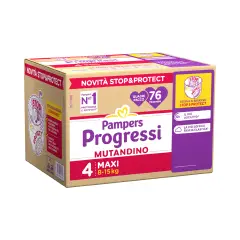 Pampers Progressi Mutandino Pacco Scorta 4 Maxi 8/15 Kg - 76 Mutandini